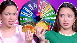 Mystery Wheel Taco Challenge  Merrell Twins [upl. by Ro594]