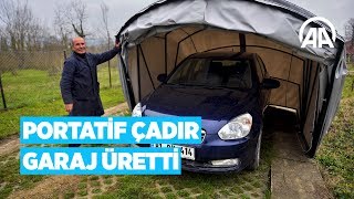 Aracını korumak için quotportatif çadır garajquot üretti [upl. by Settle459]