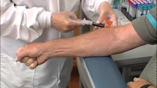 How to perform a venipuncture using a syringe [upl. by Leiria]