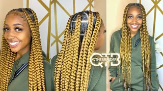 QTHEBRAIDER HOW TO Large Knotless Braids amp Beads thigh length [upl. by Awuhsoj]