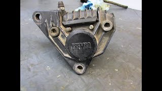 1983 R100RS Disassemble Inspect amp Rebuild Brembo Brake Calipers [upl. by Nyloj]