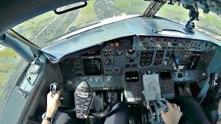 Boeing 737400 Cockpit Approach amp Landing at Thessaloniki  Pilots view GoPro [upl. by Tobit317]