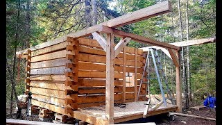 Dovetail Log Cabin  Halfway Finished Timelapse  Cabin Build Video [upl. by Enirroc]