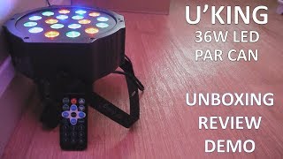 UKING 36W LED PAR LIGHT 18PCS UNBOXING REVIEW  DEMO [upl. by Matejka]