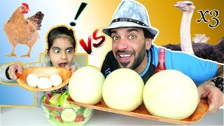 تحدي أكل ۳ بيضات نعامة عملاقة ضد ۳ بيضات دجاجة صغيرة  Ostrich Eggs VS Chicken Eggs Challenge [upl. by Tippets]