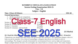 Class7 English  Annual Exam Question Paper  Session 202425 Session Ending Exam for KV students [upl. by Charmion]