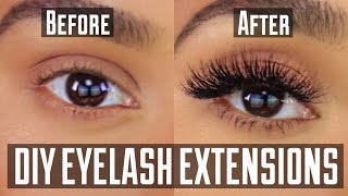 DIY PERMANENT AT HOME EYELASH EXTENSION APPLICATION [upl. by Servais]