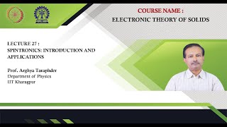 Lecture 27 Spintronics Introduction and Applications [upl. by Favrot]