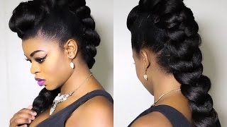 Faux Braided Mohawk on Natural Hair [upl. by Haimarej]