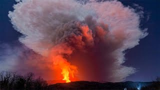 Mount Etna eruption lights up the skies in spectacular footage [upl. by Tavish784]