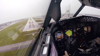 Stormy crosswind landing in LGW  Boeing 737 Captains view [upl. by Zerla]