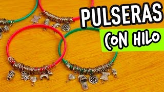 Cómo hacer Pulseras de Hilo Fáciles  con Dijes  Pulseras de Moda DIY  Catwalk [upl. by Nisse130]