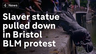 Statue of Bristol slaver Edward Colston torn down by Black Lives Matter demonstrators [upl. by Des]