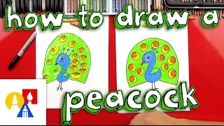 How To Draw A Cartoon Peacock for Young Artists [upl. by Julia586]