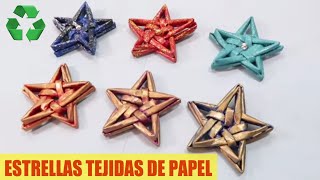 Cómo hacer ESTRELLAS de PAPEL tejidas Manualidades de Navidad [upl. by Arod]