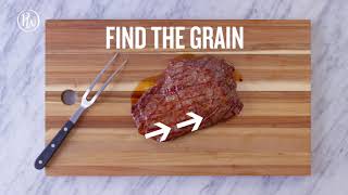 How to Slice Flank Steak  with PureWow [upl. by Rahmann]