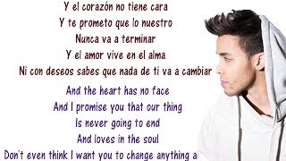 Prince Royce  Corazón sin cara  Lyrics English and Spanish  Heart Without a Face  Translation [upl. by Soane]