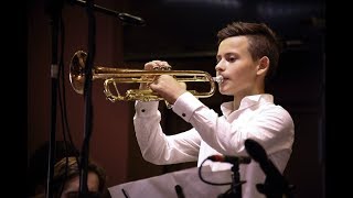 Strauss quotThus Spoke Zarathustraquot by 12year old trumpetist and orchestra [upl. by Atnim]