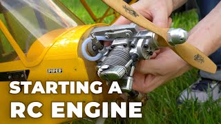 Starting An RC Engine  Saito 62 4stroke glow [upl. by Cohbert]