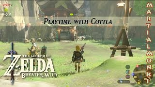 Zelda Breath Of The Wild  Playing With Cottla Side Quest  Kakariko Village [upl. by Enyluqcaj298]