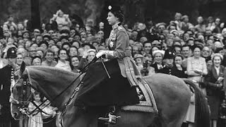 First trooping the colour of Queen Elizabeth II 1952 [upl. by Aketahs]