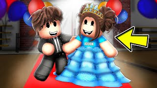 Baby Brooks FIRST SCHOOL DANCE In Roblox Brookhaven [upl. by Lleruj]