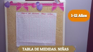 28 Tabla de medidas para niñas de 1 a 12 años [upl. by Akinom681]