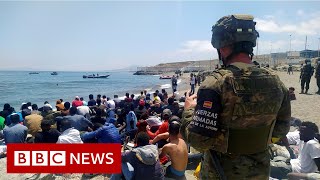 Migrants reach Spains Ceuta enclave in record numbers – BBC News [upl. by Fontana]