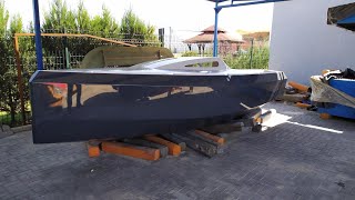 Plywood yacht for selfconstruction complete process of assembling the boat hull in 30 min DIY boat [upl. by Anaillil]