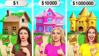 One Colored House Challenge  Rich vs Broke vs Giga Rich by Multi DO Smile [upl. by Aicilra]