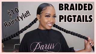 BRAIDED PONYTAIL  PIGTAILS USING BRAIDING HAIR [upl. by Sherwynd]