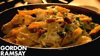 Farfalle with Ricotta Pancetta amp Peas  Gordon Ramsay [upl. by Adnerb]