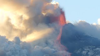 Smoke Billows While Mount Etna Erupts [upl. by Odlopoel]