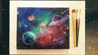 How to paint Galaxy with Acrylic colors Solar system Planets Easy Acrylic Painting for beginners [upl. by Karas309]