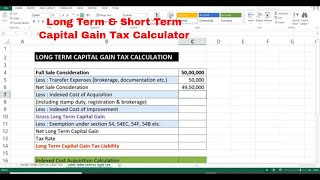 Capital Gain Tax on Sale of Property  Short Term and Long Term Capital Gain Tax Calculator [upl. by Dremann]