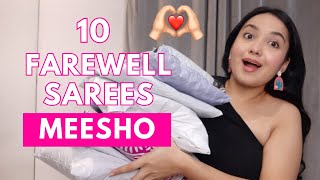 10 Farewell Sarees Try On Haul from Meesho ❤️  Isha Vinod Jain [upl. by Enecnarf]