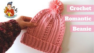 Crochet Easy Romantic Beanie  Beginner Friendly [upl. by Kathryne572]