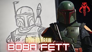 How to Draw BOBA FETT Art Tutorial [upl. by Darreg]