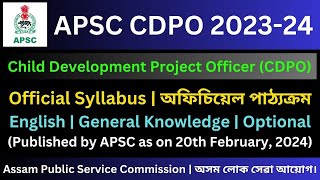 APSC CDPO 2023 Official Syllabus [upl. by Oletta]