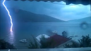 Lightning hits the sea  HD  Bay of Kotor Montenegro [upl. by Eissac750]