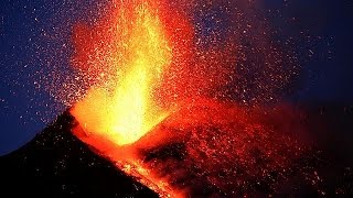 Mount Etna explodes showering BBC crew with rocks and magma [upl. by Josefa665]