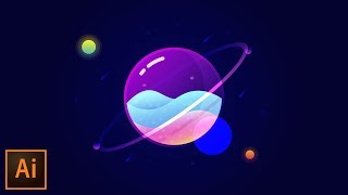 Glass Planet Vector Illustration – Adobe Illustrator Tutorial [upl. by Tamara6]