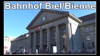 Züge am Bahnhof Biel  Train Station Biel Switzerland 2018 [upl. by Hgielhsa109]