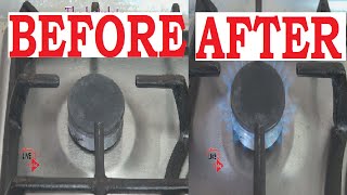 How to clean gas stove burner nozzle No gas or small flame on Gas hob cooker [upl. by Cioban628]