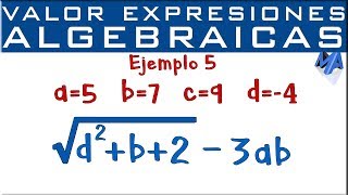 Valor numérico de expresiones algebraicas  Ejemplo 5 [upl. by Nitfa]