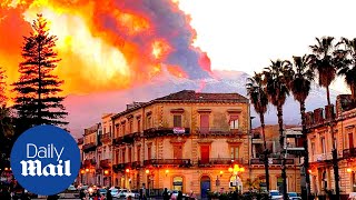 Mount Etna eruption Huge column of smoke rises over Sicily from volcano [upl. by Shannen]