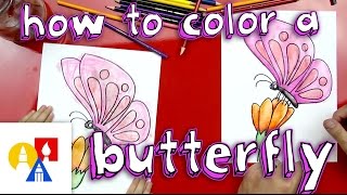 How To Color A Butterfly With Watercolor Pencils [upl. by Hamner]