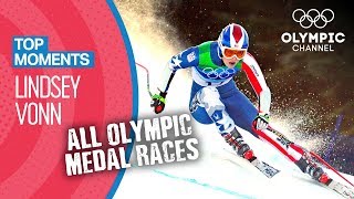 Lindsey Vonn  ALL Olympic Medal Races in Full Length  Top Moments [upl. by Lihcox]