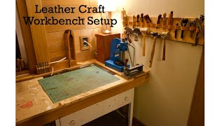 Leather Craft Workbench Setup and Tour and one small project [upl. by Yriek]