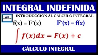 CÁLCULO INTEGRAL  INTRODUCCIÓN  DEFINICIÓN DE LA INTEGRAL INDEFINIDA [upl. by Lawler]